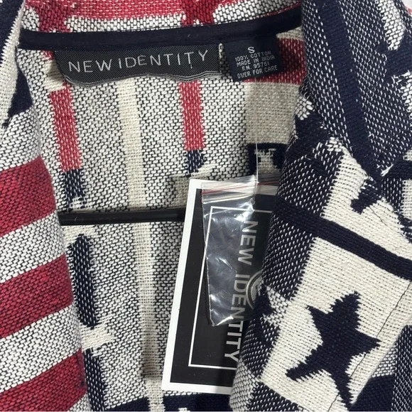 New Identity Hand Woven Red White Blue Stars Stripes Blazer Jacket Women’s Sz. S - Picture 2 of 8